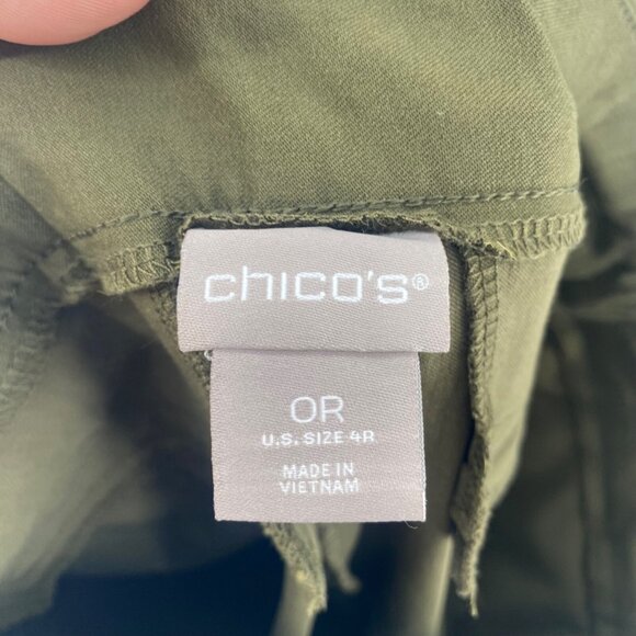 Chicos Pants Womens 0 US 4 Bridgette Green So Slimming Pull On Pockets Office - Picture 6 of 12